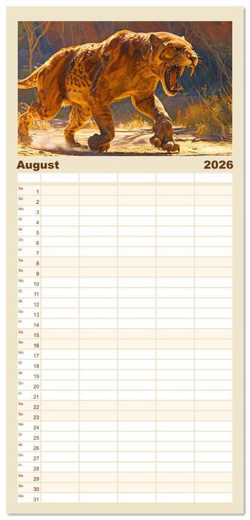 Produktbild: Familienplaner 2026 - Vergessene Wunder - Ein Jahr mit ausgestorbenen Tieren mit 5 Spalten (Wandkalender, 21 x 45 cm) CALVENDO