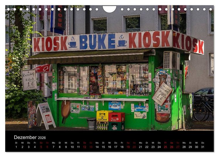 Produktbild: K&ouml;lsche Veedelskultur. B&uuml;dchen, Kioske und Trinkhallen. (Wandkalender 2026 DIN A4 quer), CALVENDO Monatskalender
