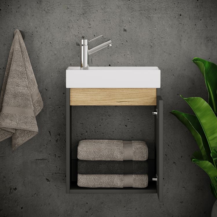 Produktbild: 2 tlg. H&auml;ngeschrank G&auml;ste-WC Waschbecken Softclose Cosila