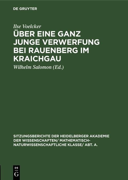 Produktbild: &Uuml;ber eine ganz junge Verwerfung bei Rauenberg im Kraichgau