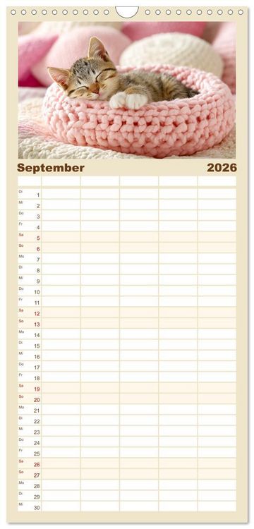 Produktbild: Familienplaner 2026 - GUTE NACHT - Schlafende Tiere, traumhaft sch&ouml;n mit 5 Spalten (Wandkalender, 21 x 45 cm) CALVENDO