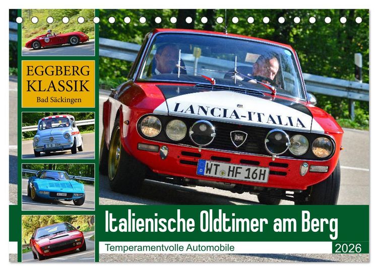 Produktbild: Italienische Oldtimer am Berg (Tischkalender 2026 DIN A5 quer), CALVENDO Monatskalender