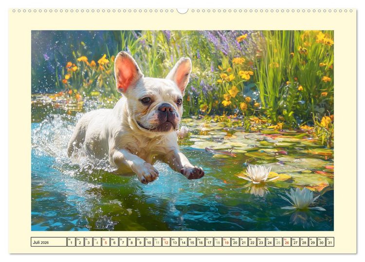 Produktbild: Fledermaus Alarm. Franz&ouml;siche Bulldoggen in der Natur (hochwertiger Premium Wandkalender 2026 DIN A2 quer), Kunstdruck in Hochglanz