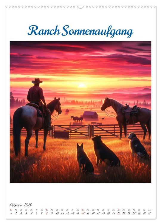 Produktbild: Wild-West Family - Yee-haw! K&uuml;nstliche Impressionen: Ein Jahr im Wilden Westen (Wandkalender 2026 DIN A2 hoch), CALVENDO Monatskalender
