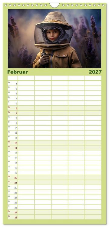 Produktbild: Familienplaner 2027 - Hallo! Ich bin die Honigbiene mit 5 Spalten (Wandkalender, 21 x 45 cm) CALVENDO