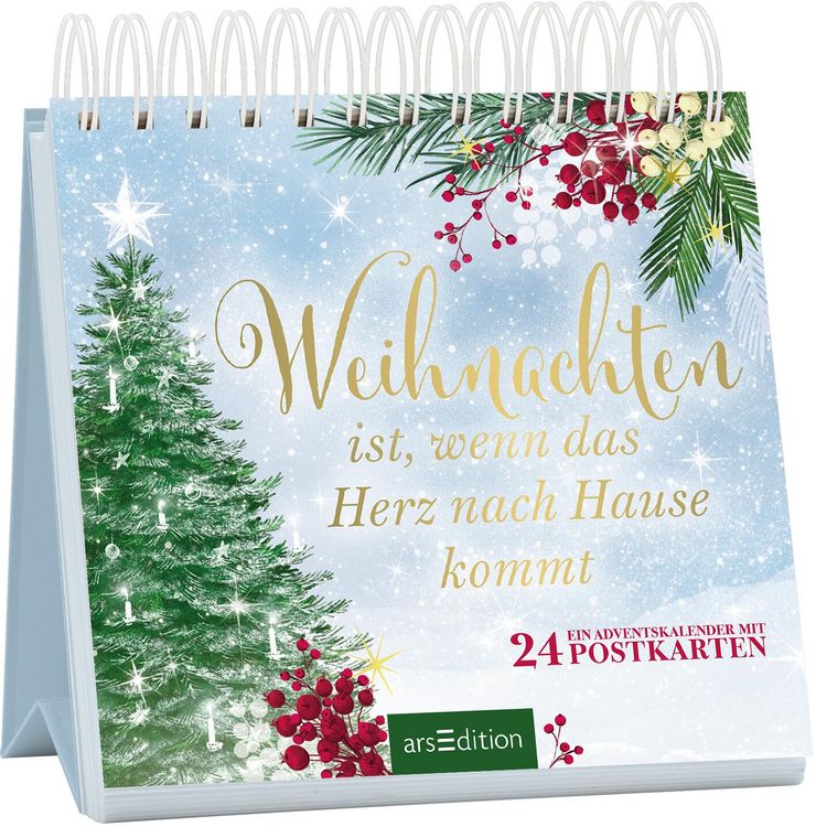 Produktbild: Postkarten-Adventskalender. Weihnachten ist, wenn das Herz nach Hause kommt