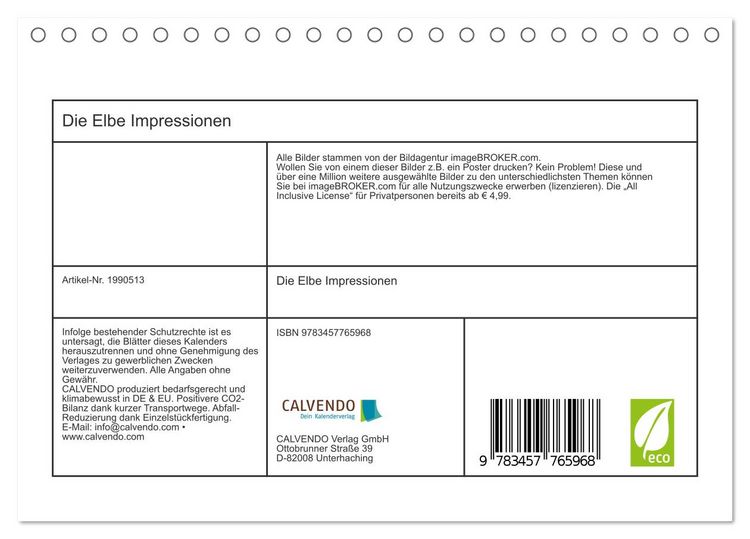 Produktbild: Die Elbe Impressionen (Tischkalender 2026 DIN A5 quer), CALVENDO Monatskalender