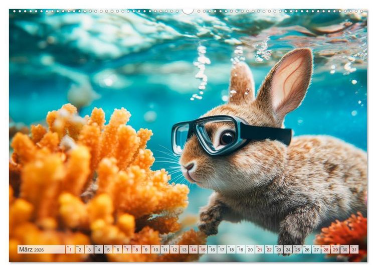 Produktbild: Kaninchen auf Reisen (hochwertiger Premium Wandkalender 2026 DIN A2 quer), Kunstdruck in Hochglanz