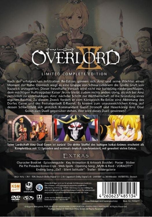 Produktbild: Overlord - Complete Edition - Staffel 3 (3 DVDs)