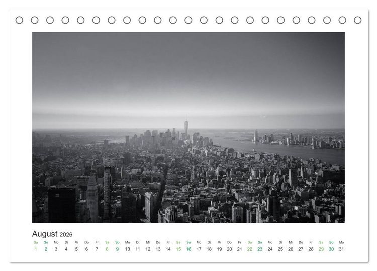 Produktbild: New York in schwarz weiss (Tischkalender 2026 DIN A5 quer), CALVENDO Monatskalender
