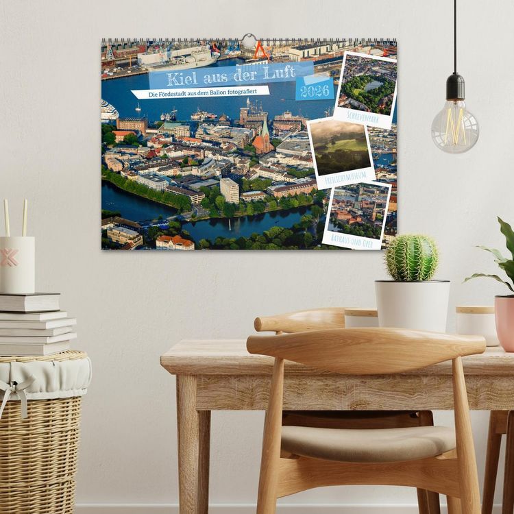 Produktbild: Kiel aus der Luft - Die Stadt an der F&ouml;rde aus dem Ballon fotografiert (Wandkalender 2026 DIN A3 quer), CALVENDO Monatskalender