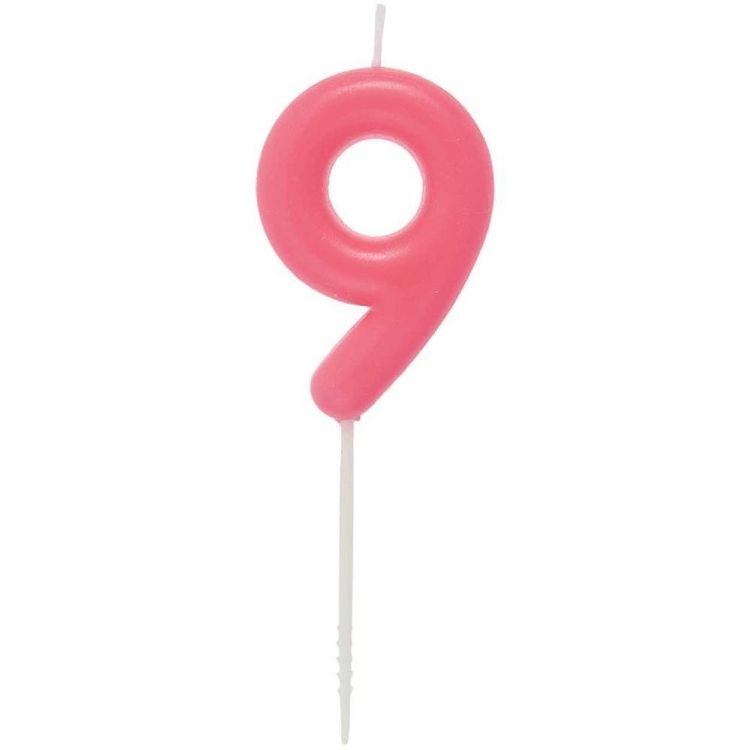 Produktbild: Zahlenkerze 9, Neon Pink