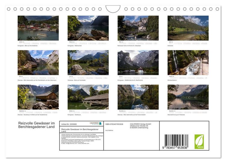 Produktbild: Reizvolle Gew&auml;sser im Berchtesgadener Land (Wandkalender 2026 DIN A4 quer), CALVENDO Monatskalender