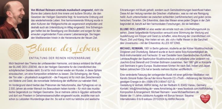 Produktbild: BLUME DES LEBENS [EXTRA LANGE JUBIL&Auml;UMS-AUSGABE]: Entfaltung der reinen Herzensr&auml;ume - mit Bonus Version Frieden