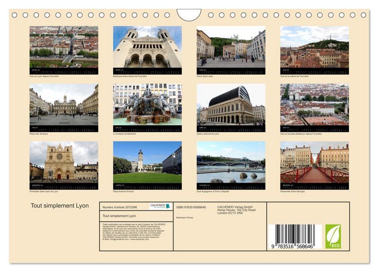 Produktbild: Tout simplement Lyon (Calendrier mural 2026 DIN A4 vertical), CALVENDO calendrier mensuel
