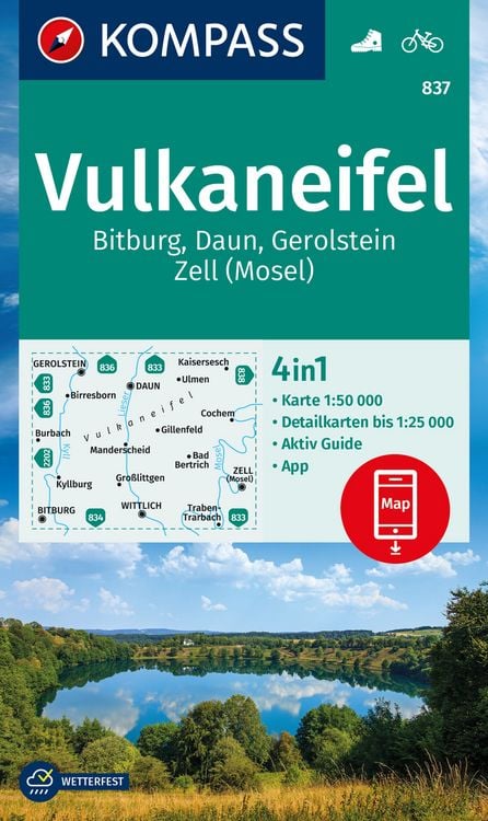 Produktbild: KOMPASS Wanderkarte 837 Vulkaneifel, Bitburg, Daun, Gerolstein, Zell (Mosel) 1:50.000