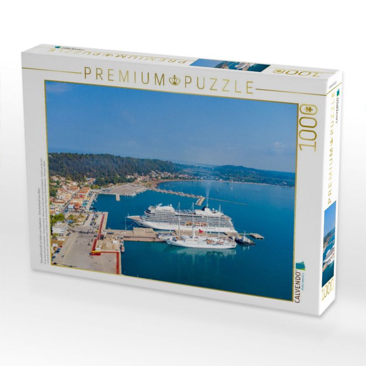 Produktbild: CALVENDO Puzzle Kreuzfahrtschiff im Hafen von Katakolon - Griechenland von oben | 1000 Teile Lege-Gr&ouml;&szlig;e 64x48cm Foto-Puzzle f&uuml;r gl&uuml;ckliche Stunden
