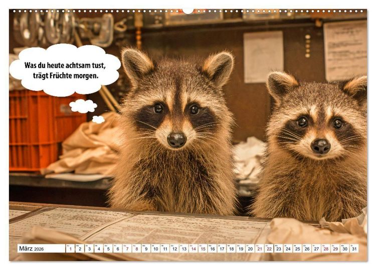 Produktbild: Stille Pfoten, weise Worte - Tiere zeigen dir den Weg zu mehr Gelassenheit (hochwertiger Premium Wandkalender 2026 DIN A2 quer), Kunstdruck in Hochglanz