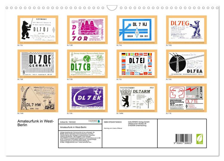 Produktbild: Amateurfunk in West-Berlin (Wandkalender 2026 DIN A3 quer), CALVENDO Monatskalender
