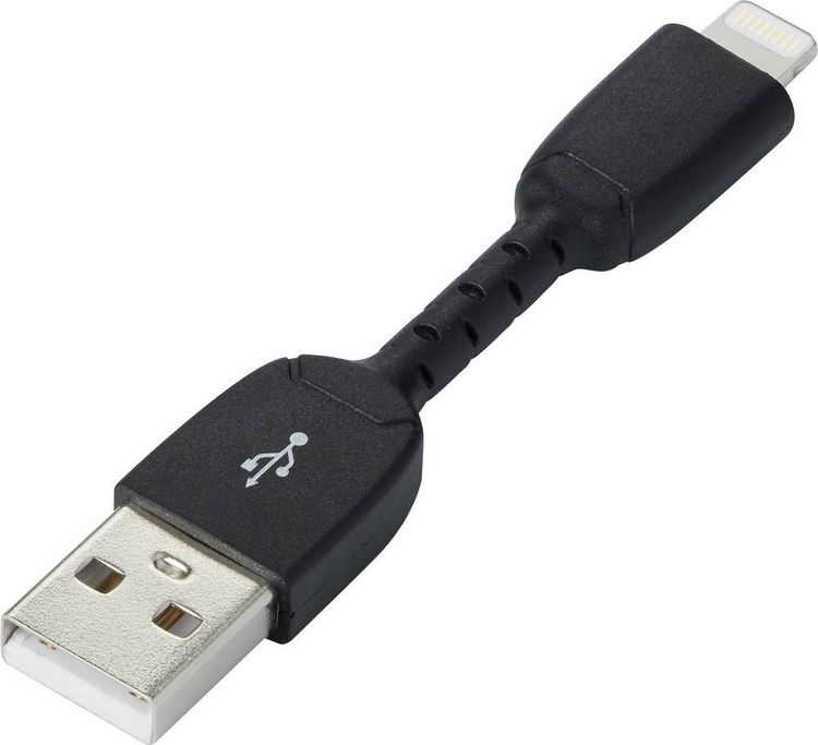 Produktbild: Renkforce USB-Kabel USB 2.0 USB-A Stecker, Apple Lightning Stecker 0.05m Schwarz RF4260168