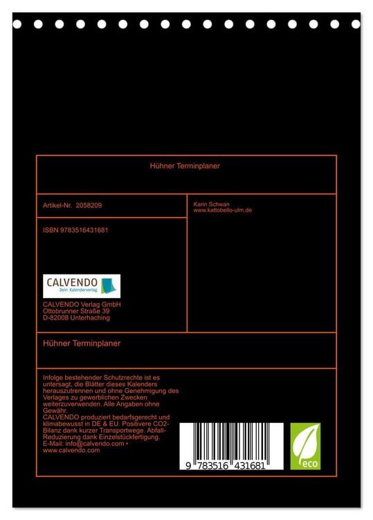 Produktbild: H&uuml;hner Terminplaner (Tischkalender 2026 DIN A5 hoch), CALVENDO Monatskalender
