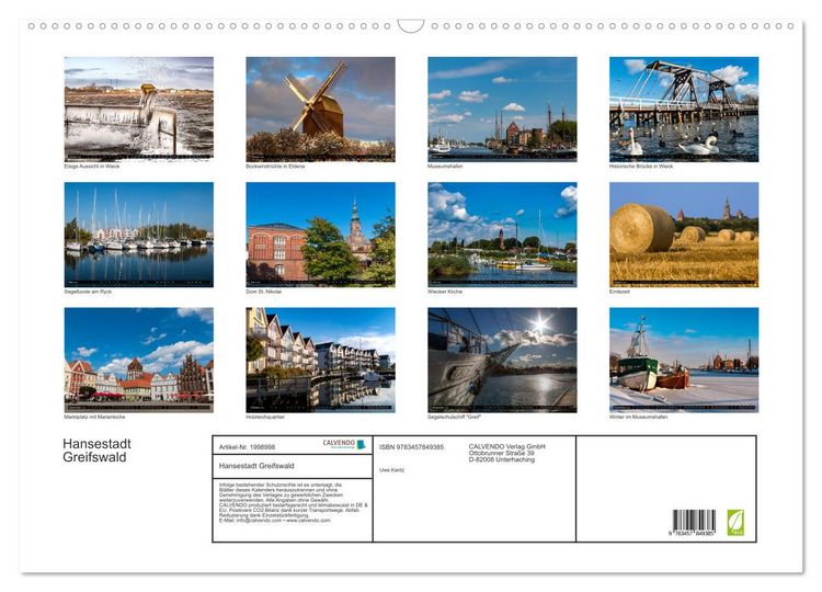 Produktbild: Hansestadt Greifswald (Wandkalender 2026 DIN A2 quer), CALVENDO Monatskalender