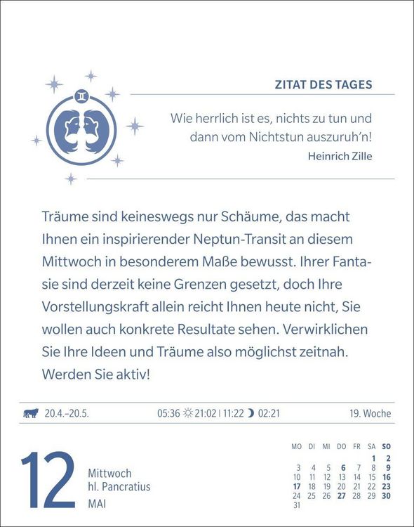 Produktbild: Zwillinge Sternzeichenkalender 2027 - Tagesabrei&szlig;kalender - Ihr Horoskop f&uuml;r jeden Tag