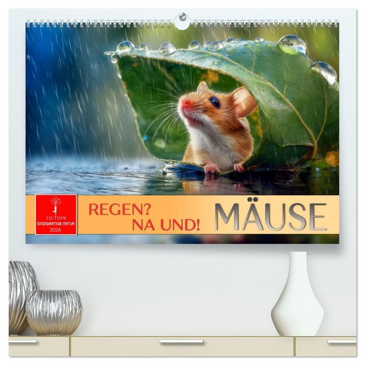 Produktbild: Regen? Na und! M&auml;use (hochwertiger Premium Wandkalender 2026 DIN A2 quer), Kunstdruck in Hochglanz