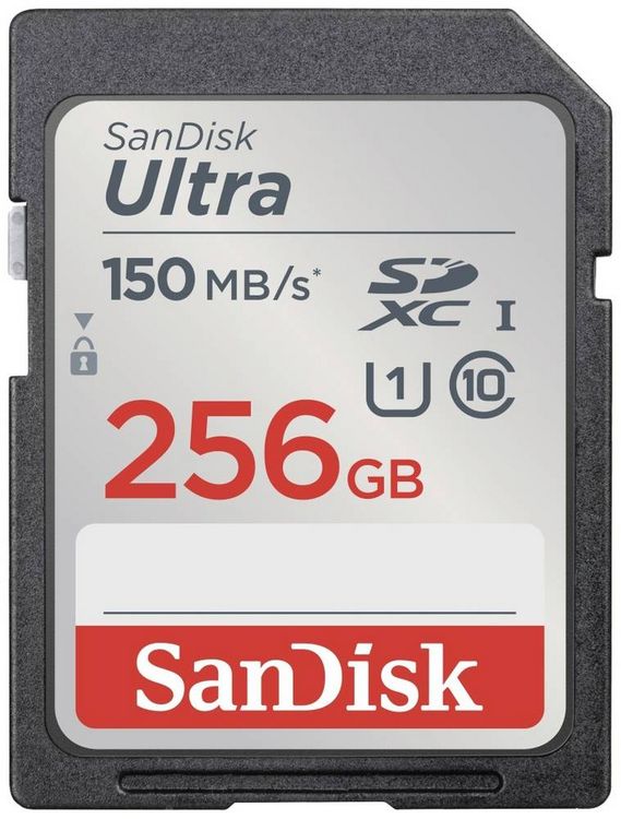 Produktbild: SanDisk SDXC Ultra 256GB (Class 10/UHS-I/150MB/s) SDXC-Karte 256 GB UHS-Class 1 Wasserdicht, sto&szlig;sicher