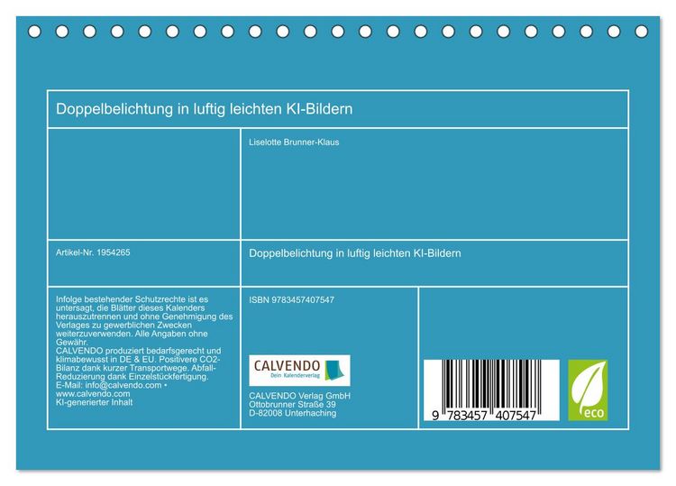 Produktbild: Doppelbelichtung in luftig leichten KI-Bildern (Tischkalender 2026 DIN A5 quer), CALVENDO Monatskalender