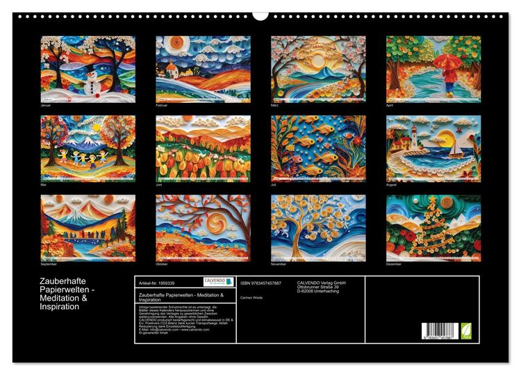 Produktbild: Zauberhafte Papierwelten - Meditation & Inspiration (Wandkalender 2026 DIN A2 quer), CALVENDO Monatskalender