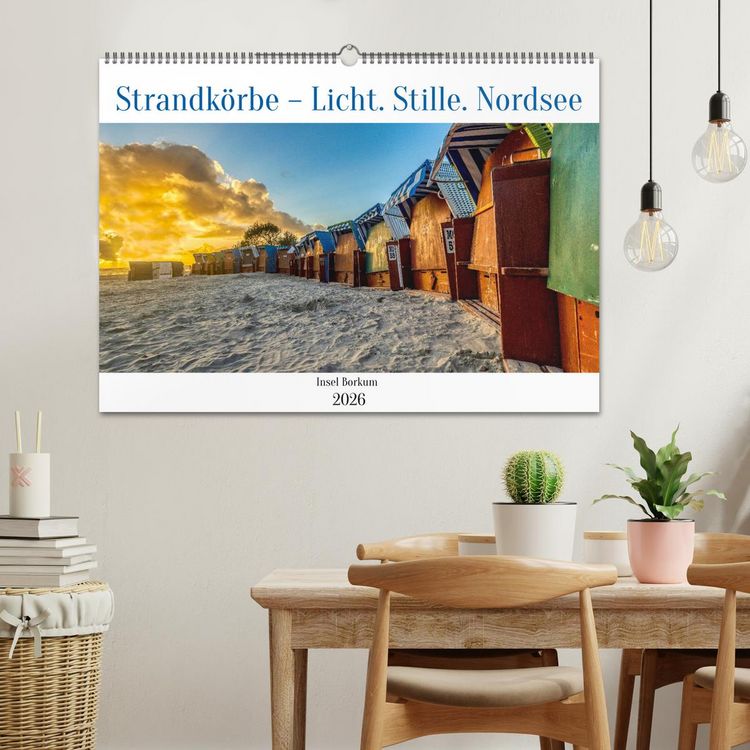 Produktbild: Strandk&ouml;rbe &ndash; Licht. Stille. Nordsee Borkum 2026 (Wandkalender 2026 DIN A2 quer), CALVENDO Monatskalender