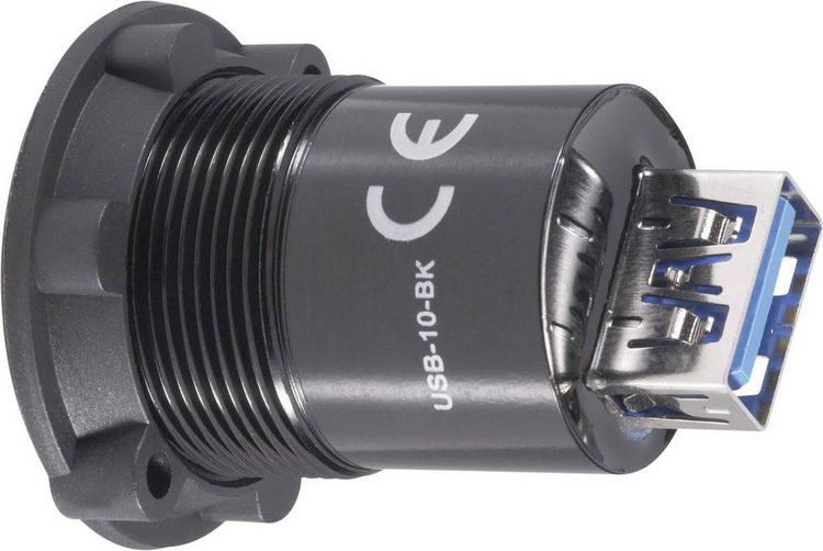 Produktbild: TRU Components USB-10-BK USB-Einbaubuchse 3.0 Buchse, Einbau Inhalt: 1St.
