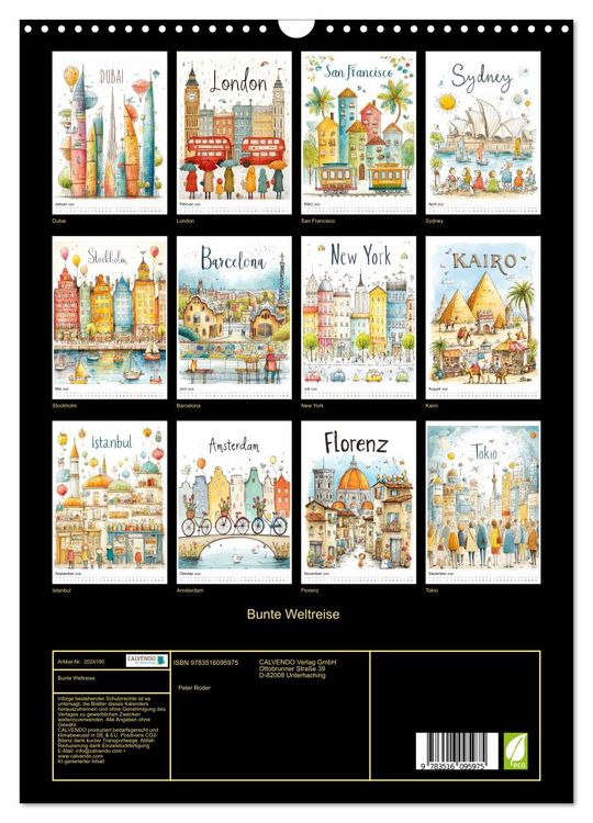 Produktbild: Bunte Weltreise (Wandkalender 2026 DIN A3 hoch), CALVENDO Monatskalender