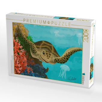 Produktbild: CALVENDO Puzzle Fr&ouml;hliche Meeresschildkr&ouml;te im Korallenriff | 2000 Teile Lege-Gr&ouml;&szlig;e 90x67cm Foto-Puzzle f&uuml;r gl&uuml;ckliche Stunden
