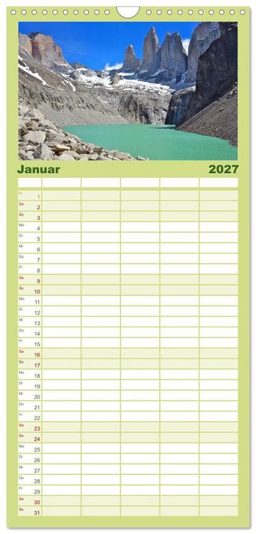 Produktbild: Familienplaner 2027 - S&uuml;damerika - Vom Reich der Inka bis nach Patagonien mit 5 Spalten (Wandkalender, 21 x 45 cm) CALVENDO