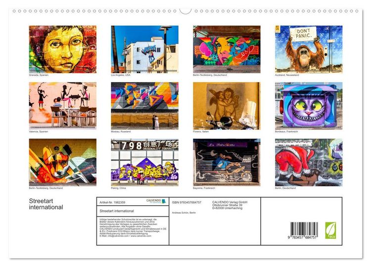 Produktbild: Streetart international (hochwertiger Premium Wandkalender 2026 DIN A2 quer), Kunstdruck in Hochglanz