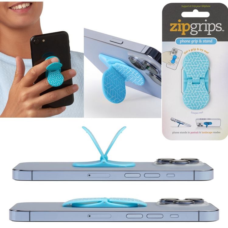 Produktbild: Zipgrips blau Geometrical &ndash; 2-in-1 Handygriff & Aufsteller