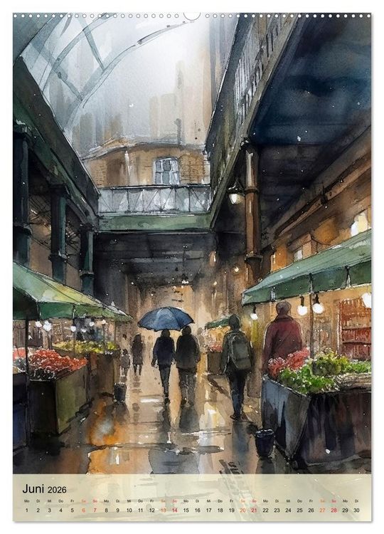 Produktbild: London - ein Regentag (Wandkalender 2026 DIN A2 hoch), CALVENDO Monatskalender
