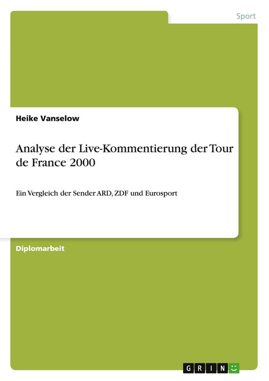 Produktbild: Analyse der Live-Kommentierung der Tour de France 2000