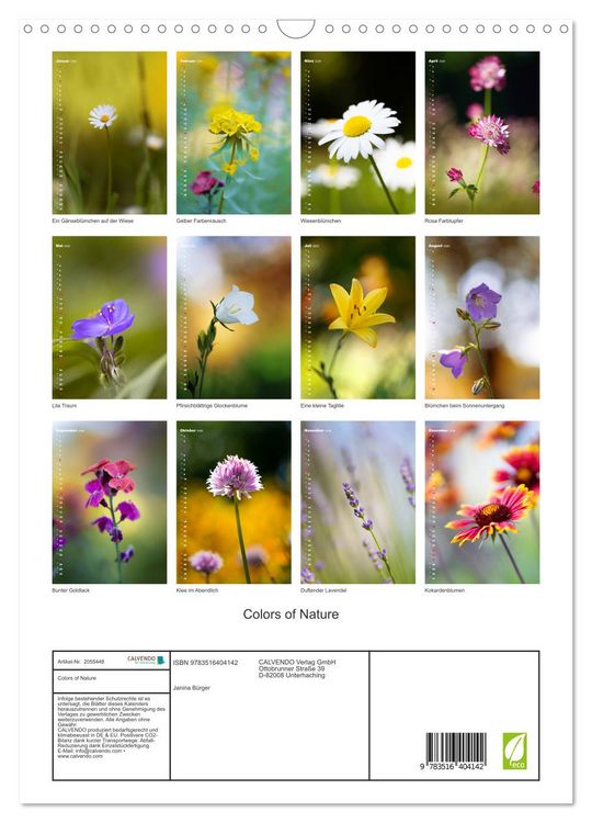 Produktbild: Colors of Nature (Wandkalender 2026 DIN A3 hoch), CALVENDO Monatskalender