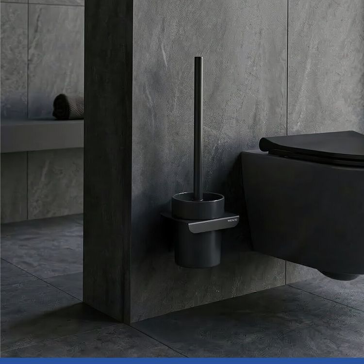 Produktbild: Turbo-Loc&reg; WC-Garnitur Mod. Lizan Schwarz, mit Silikon-B&uuml;rstenkopf, Befestigen ohne Bohren