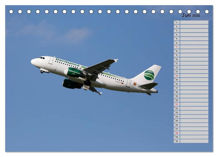 Produktbild: Flugzeuge &ndash; Starts und Landeanfl&uuml;ge Geburtstagsplaner (Tischkalender 2026 DIN A5 quer), CALVENDO Monatskalender