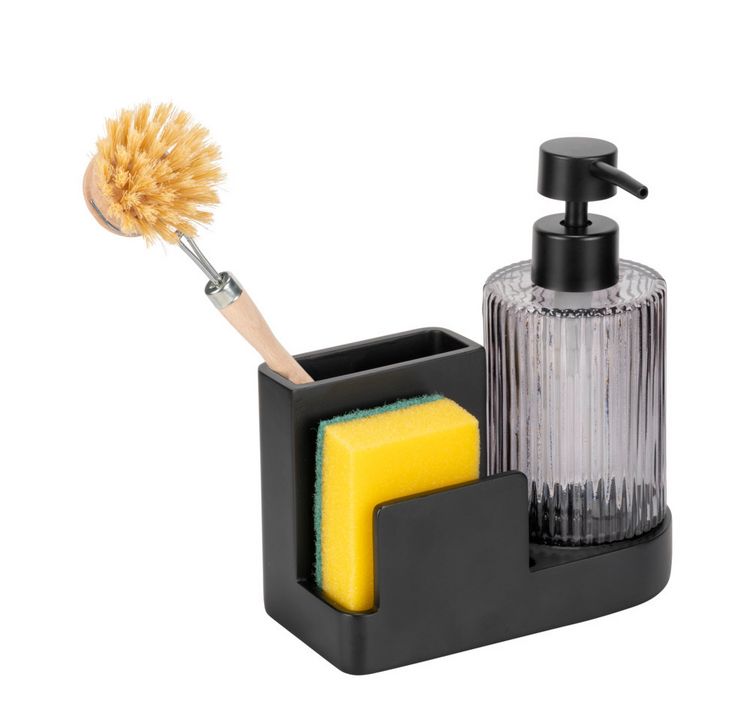Spülorganizer Mod. Pina, schwarz, Kunststoff, Polyresin, Glas, 16x17x7,5 cm, herausnehmbarer kaufen