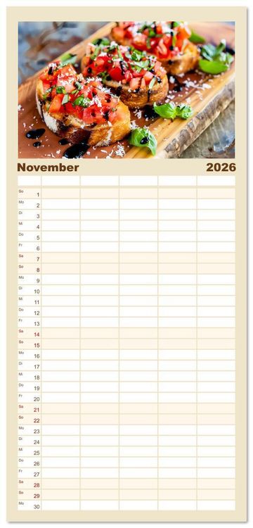 Produktbild: Familienplaner 2026 - Alles Tomate oder was?! - Herzhafte Speisen rund um die Tomate mit 5 Spalten (Wandkalender, 21 x 45 cm) CALVENDO