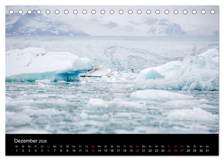 Produktbild: Islands Landschaften - Wasser, Eis und gr&uuml;nes Moos (Tischkalender 2026 DIN A5 quer), CALVENDO Monatskalender
