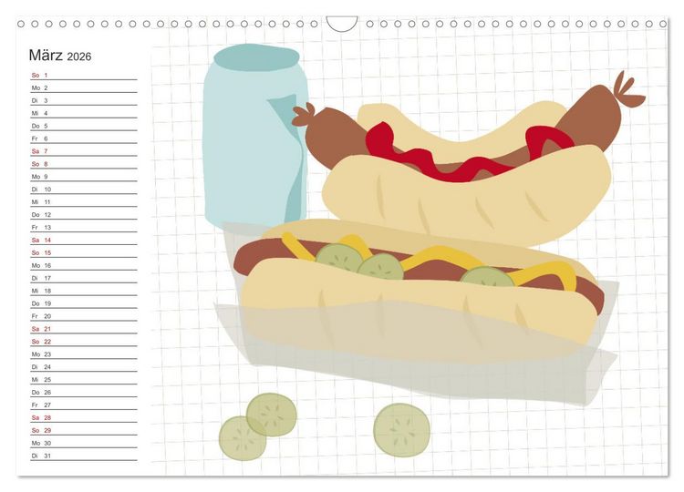 Produktbild: Fast Food Illustration (Wandkalender 2026 DIN A3 quer), CALVENDO Monatskalender
