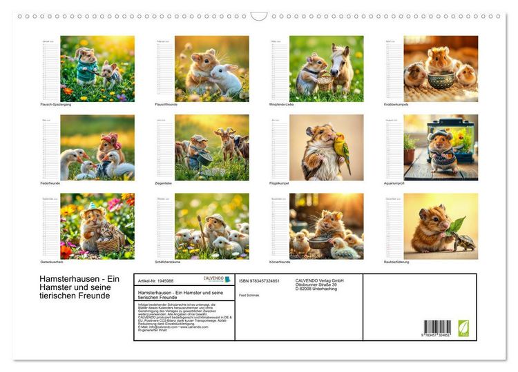 Produktbild: Hamsterhausen - Ein Hamster und seine tierischen Freunde (Wandkalender 2026 DIN A2 quer), CALVENDO Monatskalender