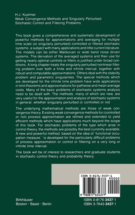 Produktbild: Weak Convergence Methods and Singularly Perturbed Stochastic Control and Filtering Problems