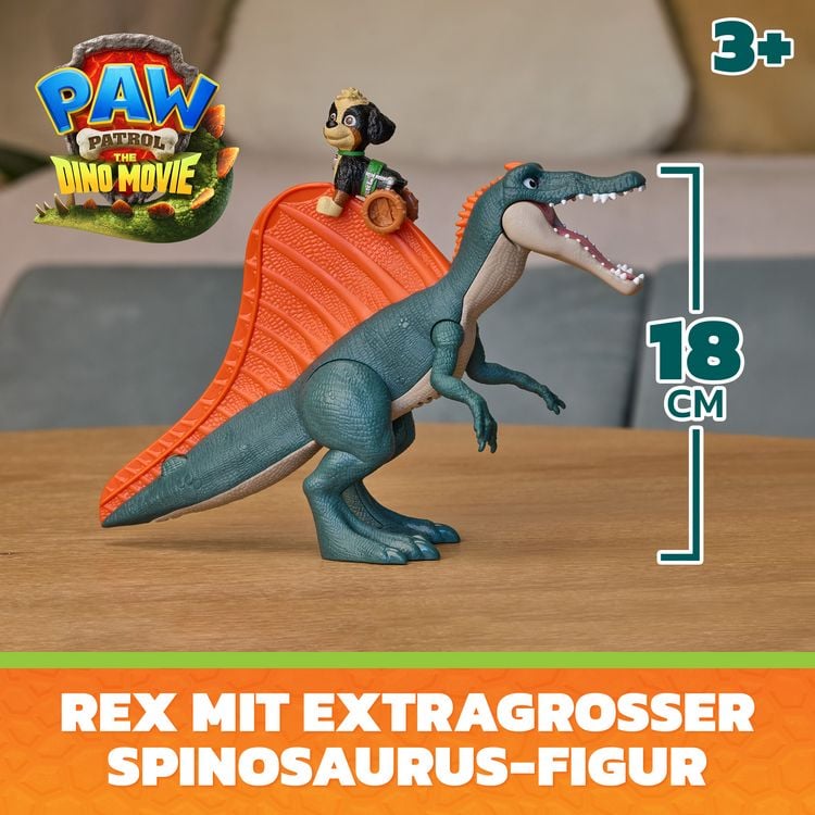 Produktbild: PAW Patrol: Der Dino Film, Rise & Roll Dino Set, Rex-Figur mit Spinosaurus-Dinofigur